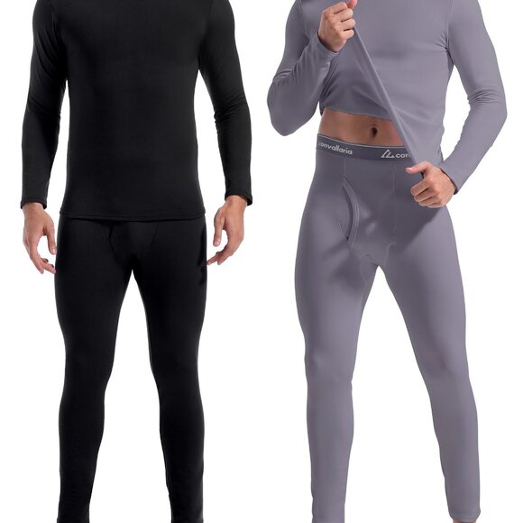 Men's Thermal Underwear Set Fleece Lined Base Layer Winter Warm Long Johns